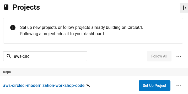 CircleCI Projects Dashboard