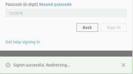 EE Successful OTP Sign In